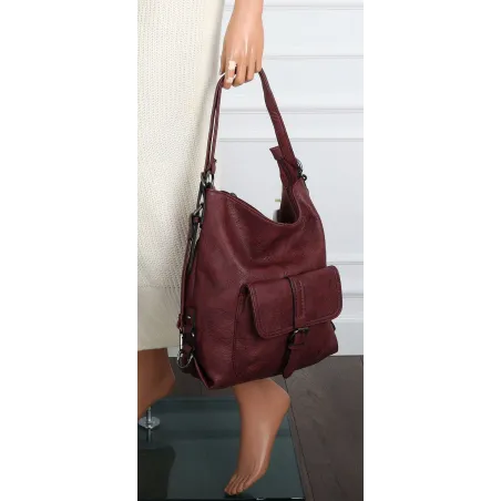 Torebka Damska Shopper Listonoszka Plecak 2w1 Torba na Ramię 7136 Bordowa