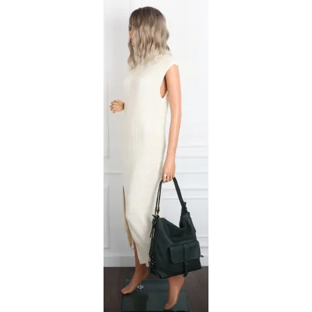 Torebka Damska Shopper Listonoszka Plecak 2w1 Worek na Ramię 7136 Zielona