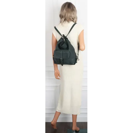 Torebka Damska Shopper Listonoszka Plecak 2w1 Worek na Ramię 7136 Zielona