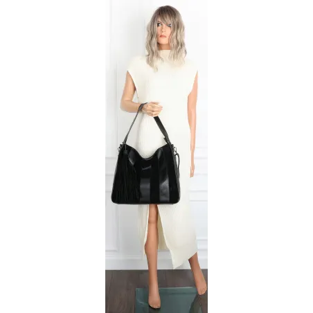 Torebka damska shopper A4 elegancka do pracy włoska marka MC428 Czarna