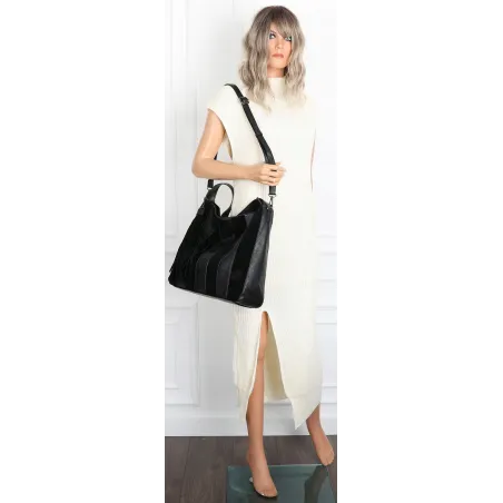 Torebka damska shopper A4 elegancka do pracy włoska marka MC428 Czarna