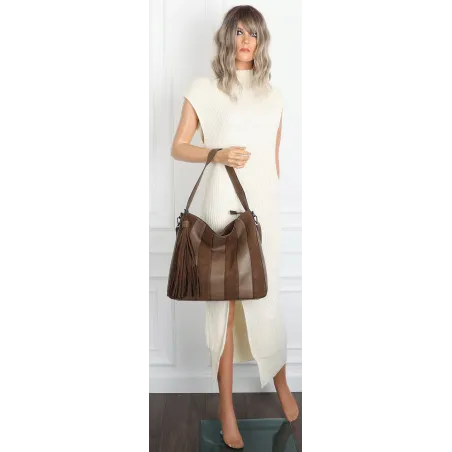 Torebka damska shopper A4 elegancka do pracy włoska marka MC428 Czekoladowa