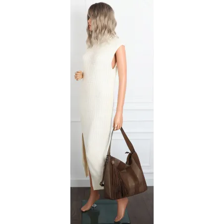 Torebka damska shopper A4 elegancka do pracy włoska marka MC428 Czekoladowa