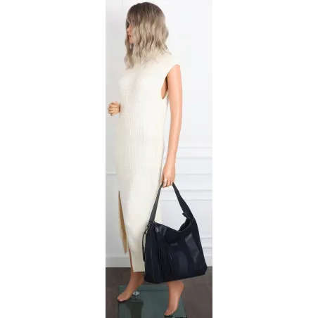 Torebka damska shopper A4 elegancka do pracy włoska marka MC428 Granatowa