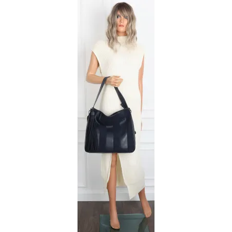 Torebka damska shopper A4 elegancka do pracy włoska marka MC428 Granatowa