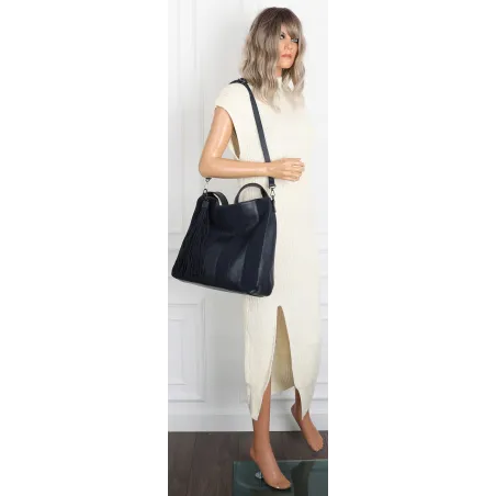 Torebka damska shopper A4 elegancka do pracy włoska marka MC428 Granatowa