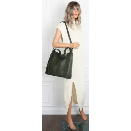 Torebka damska shopper A4 elegancka do pracy włoska marka MC428 Zielona