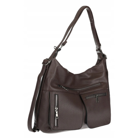 Torebka Damska Shopper Listonoszka Plecak 2w1 na Ramię 88021 Czekoladowa