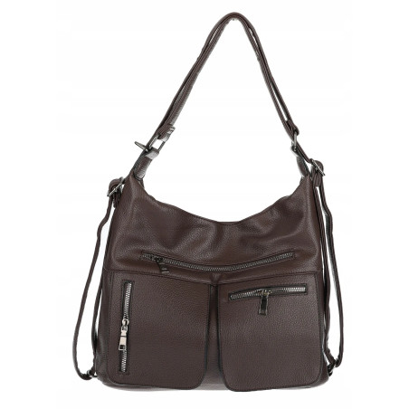 Torebka Damska Shopper Listonoszka Plecak 2w1 na Ramię 88021 Czekoladowa