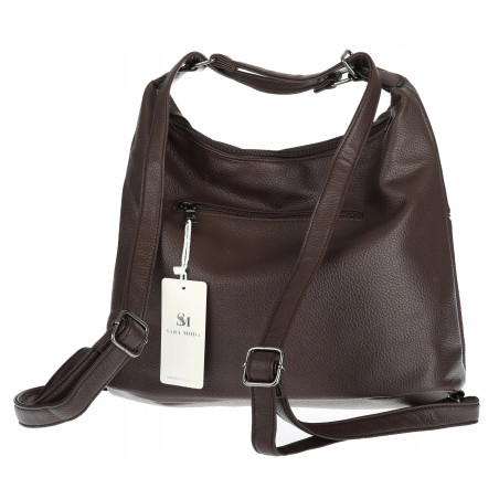 Torebka Damska Shopper Listonoszka Plecak 2w1 na Ramię 88021 Czekoladowa