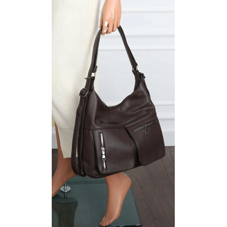 Torebka Damska Shopper Listonoszka Plecak 2w1 na Ramię 88021 Czekoladowa