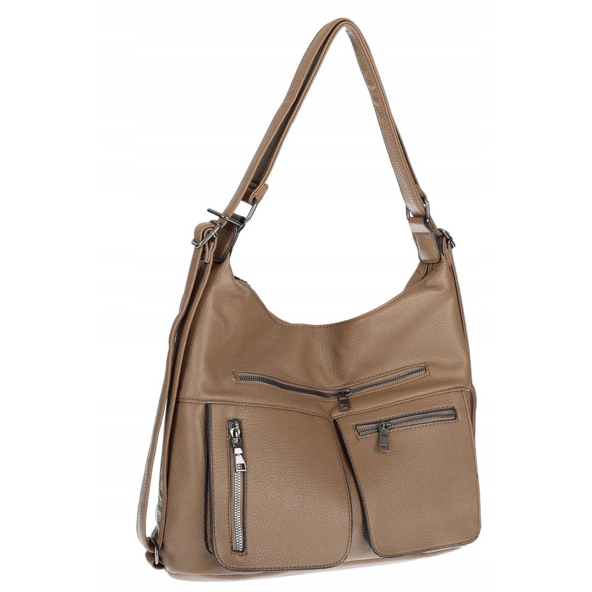 Torebka Damska Shopper Listonoszka Plecak 2w1 worek na Ramię 88021 Beżowa