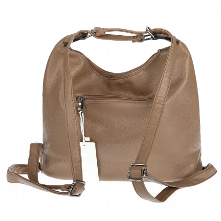 Torebka Damska Shopper Listonoszka Plecak 2w1 worek na Ramię 88021 Beżowa