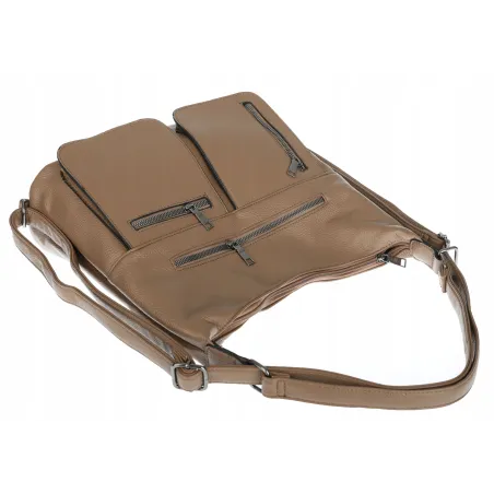 Torebka Damska Shopper Listonoszka Plecak 2w1 worek na Ramię 88021 Beżowa