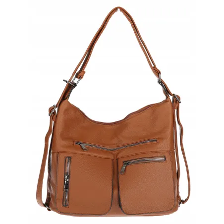 Torebka Damska Shopper Listonoszka Plecak 2w1 worek na Ramię 88021 Brązowa