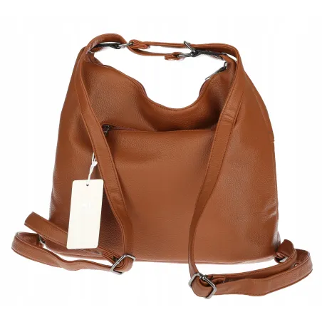 Torebka Damska Shopper Listonoszka Plecak 2w1 worek na Ramię 88021 Brązowa