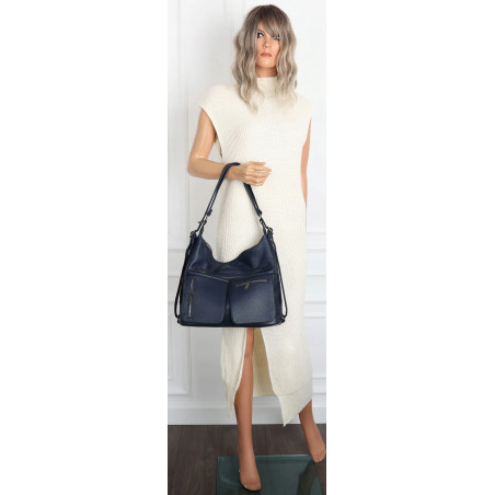 Torebka Damska Shopper Listonoszka Plecak 2w1 na Ramię 88021 Granatowa