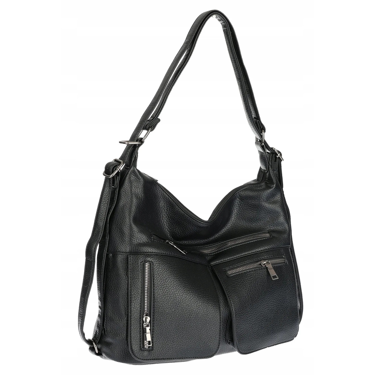 Torebka Damska Shopper Listonoszka Plecak 2w1 worek na Ramię 88021 Czarna