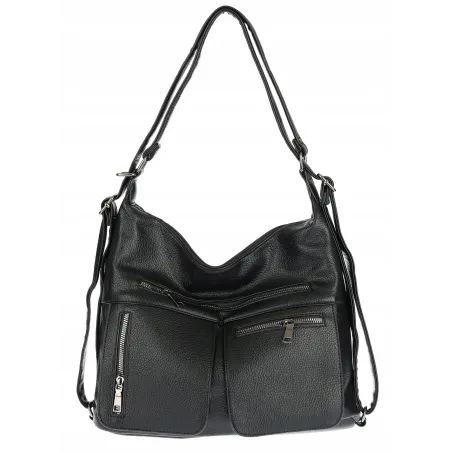 Torebka Damska Shopper Listonoszka Plecak 2w1 worek na Ramię 88021 Czarna