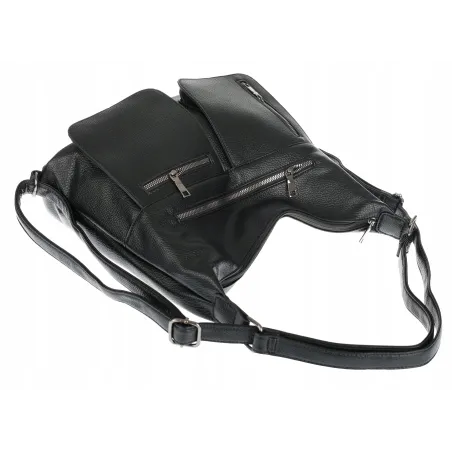Torebka Damska Shopper Listonoszka Plecak 2w1 worek na Ramię 88021 Czarna