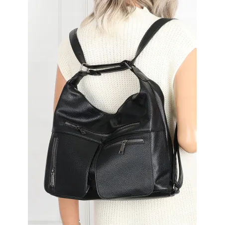 Torebka Damska Shopper Listonoszka Plecak 2w1 worek na Ramię 88021 Czarna