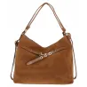 Torebka Damska zamsz Shopperka Worek plecak 2w1 Pojemna Torba 88026 Brązowa