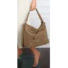 Torebka Damska zamsz Shopper Worek plecak 2w1 Pojemna A4 Torba 88026 Beżowa