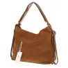 Torebka Damska zamsz Shopperka Worek plecak 2w1 Pojemna Torba 88026 Brązowa