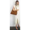 Torebka Damska zamsz Shopperka Worek plecak 2w1 Pojemna Torba 88026 Brązowa