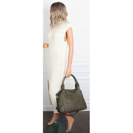 Torebka Damska Shopper Listonoszka na Ramię włoska marka CC80297 Zielona