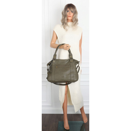 Torebka Damska Shopper Listonoszka na Ramię włoska marka CC80297 Zielona