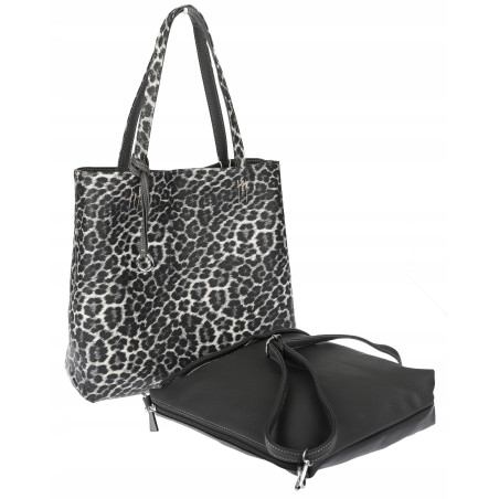 Torebka Damska dwustronna Shopperka 2w1 listonoszka modna WHTS932 Szara