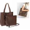 Torebka Damska dwustronna Shopper 2w1 listonoszka modna WHTS932 Czekoladowa