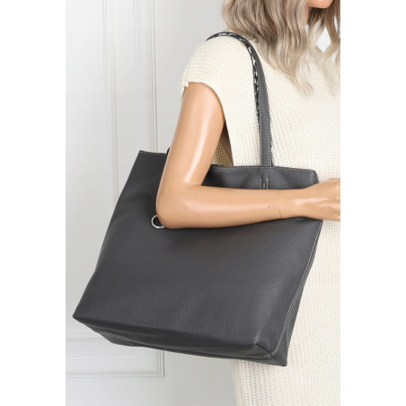 Torebka Damska dwustronna Shopperka 2w1 listonoszka modna WHTS932 Szara