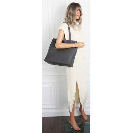 Torebka Damska dwustronna Shopperka 2w1 listonoszka modna WHTS932 Szara