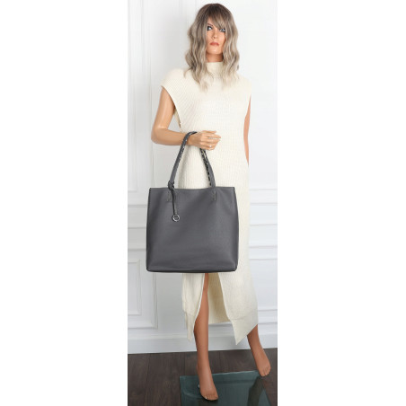 Torebka Damska dwustronna Shopperka 2w1 listonoszka modna WHTS932 Szara