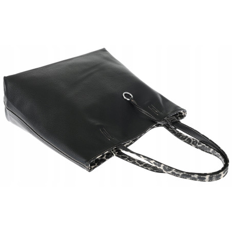 Torebka Damska dwustronna Shopperka 2w1 A4 listonoszka modna WHTS932 Czarna