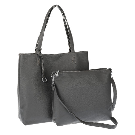 Torebka Damska dwustronna Shopperka 2w1 listonoszka modna WHTS932 Szara