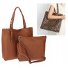 Torebka Damska dwustronna Shopper 2w1 A4 listonoszka modna WHTS932 Brązowa