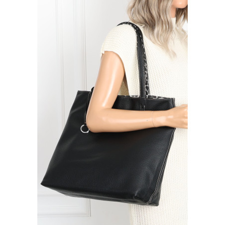 Torebka Damska dwustronna Shopperka 2w1 A4 listonoszka modna WHTS932 Czarna