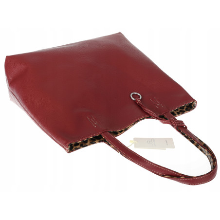 Torebka Damska dwustronna Shopper 2w1 A4 listonoszka modna WHTS932 Bordowa