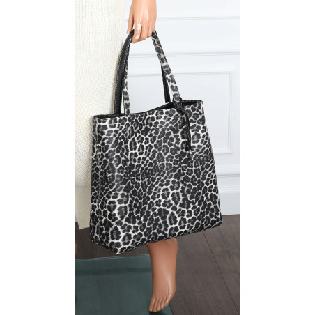 Torebka Damska dwustronna Shopperka 2w1 A4 listonoszka modna WHTS932 Czarna