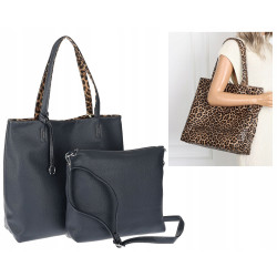 Torebka Damska dwustronna Shopper 2w1 listonoszka modna WHTS932 Granataowa