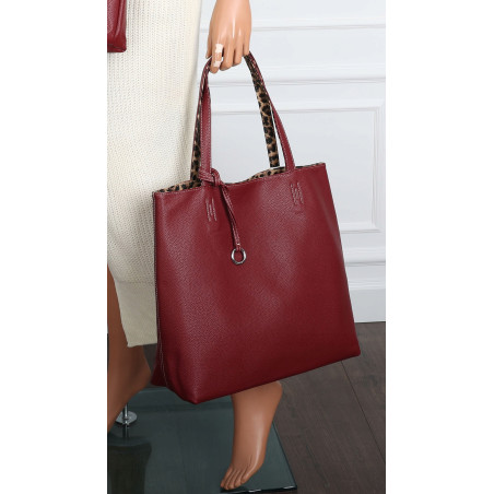 Torebka Damska dwustronna Shopper 2w1 A4 listonoszka modna WHTS932 Bordowa