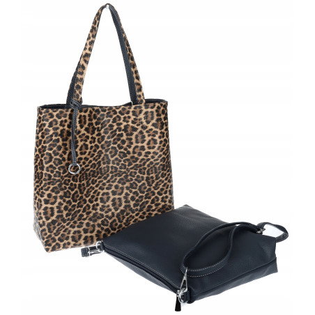 Torebka Damska dwustronna Shopper 2w1 listonoszka modna WHTS932 Granataowa