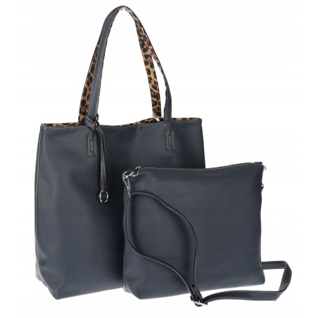 Torebka Damska dwustronna Shopper 2w1 listonoszka modna WHTS932 Granataowa