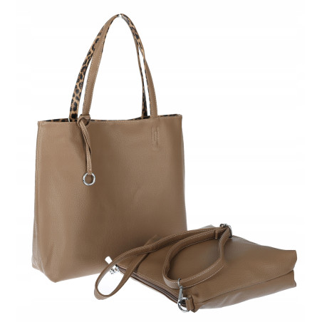 Torebka Damska dwustronna Shopperka 2w1 listonoszka modna WHTS932 Beżowa