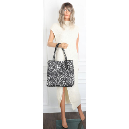 Torebka Damska dwustronna Shopperka 2w1 A4 listonoszka modna WHTS932 Czarna