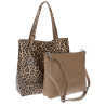 Torebka Damska dwustronna Shopperka 2w1 listonoszka modna WHTS932 Beżowa