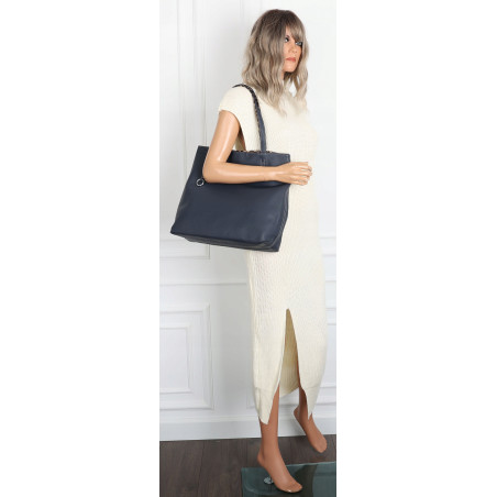 Torebka Damska dwustronna Shopper 2w1 listonoszka modna WHTS932 Granataowa